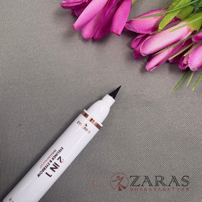 Bharatanatyam Dance Makeup Products - Black Eyeliner & Eyebrow Pen 2 IN 1 (Kiss Beauty)