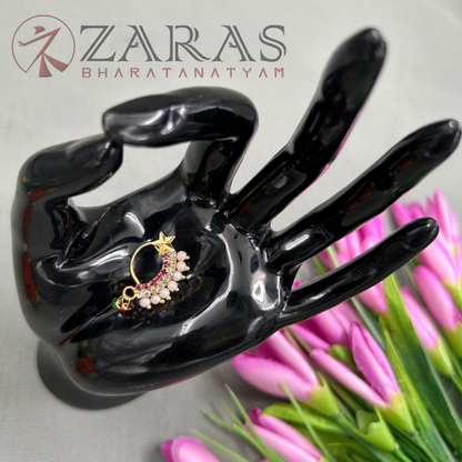 Bharatanatyam Dance Jewellery - Manga Nathu Multi Stone (Left Side)