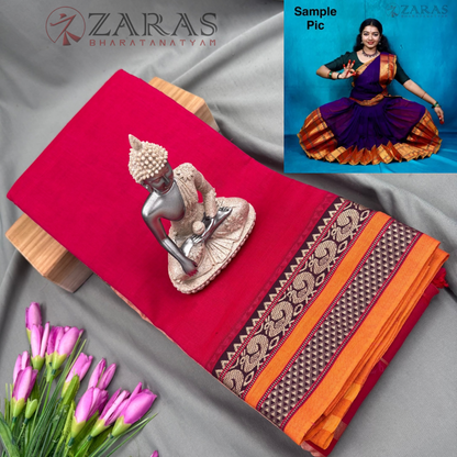 Ready-to-wear Dance Practice Sarees – Pre-Stitched (Set of 3 Pcs – Skirt, Pallu & Side Fan without Blouse) Peacock