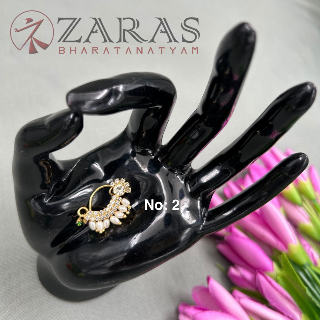 Bharatanatyam Dance Jewellery - Manga Nathu Multi Stone (Left Side)