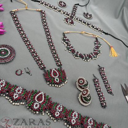 Bharatanatyam Dance Jewellery Black - Lotus Full Set Kemp RGSl