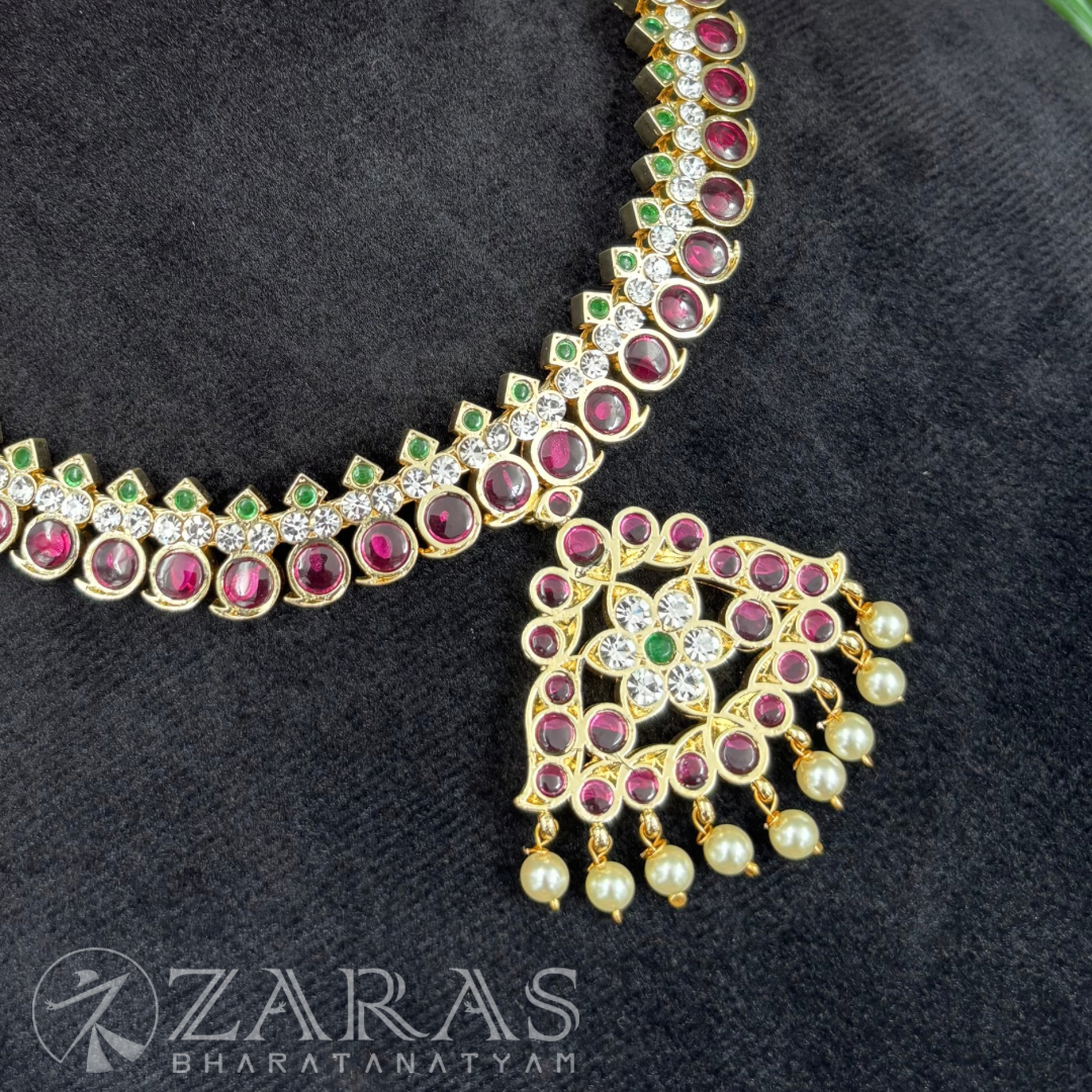 Bharatanatyam Dance Premium Jewellery - S Manga Necklace PG Kemp Beads