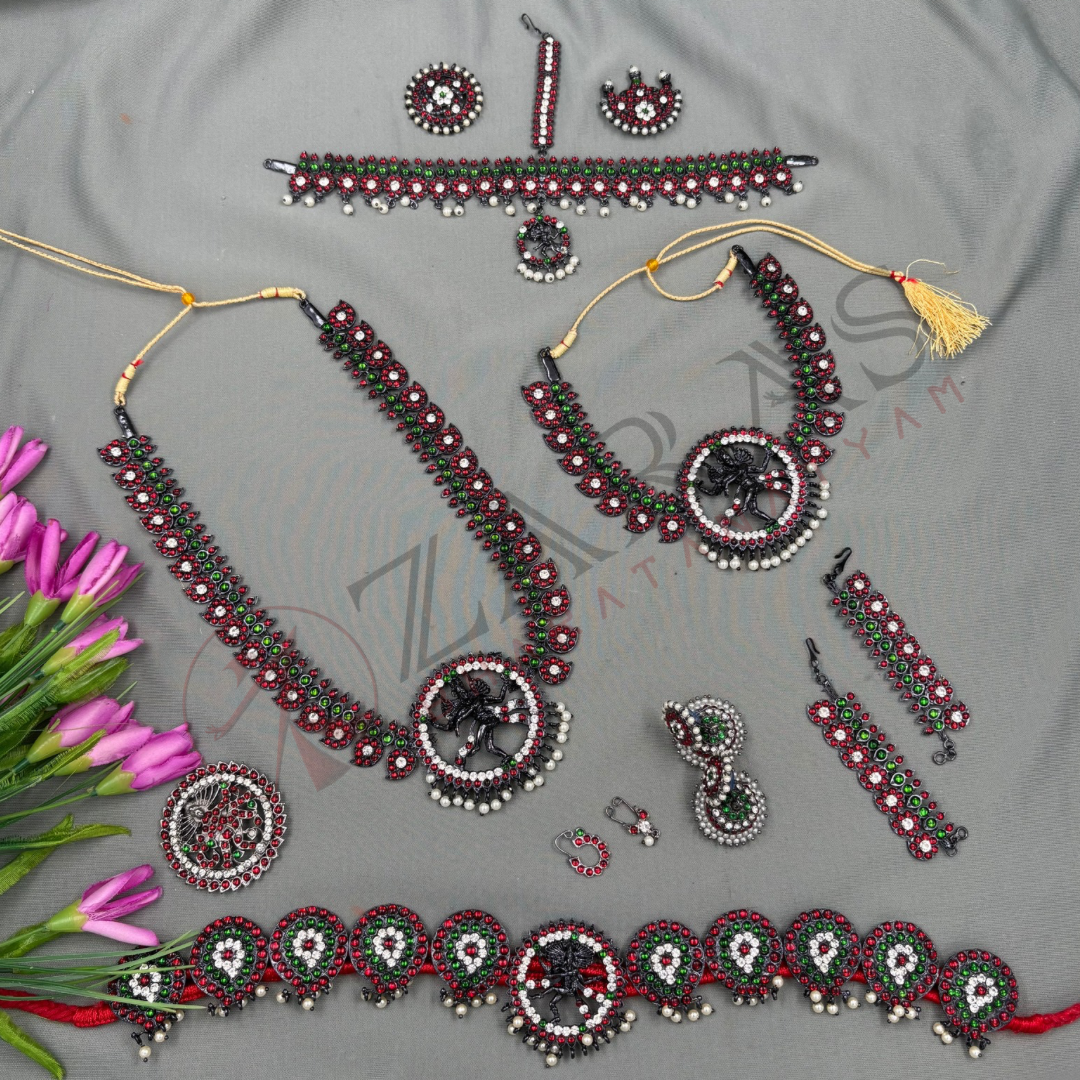 Bharatanatyam Dance Jewellery Black - Manga & Nadaraj Full Set Kemp RGSl