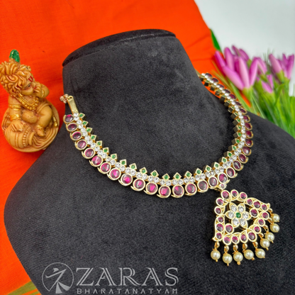 Bharatanatyam Dance Premium Jewellery - S Manga Necklace PG Kemp Beads