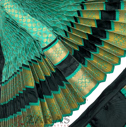 Bharatanatyam Dance Readymade Costume - Bottle Green with Sea Green Brocade Combination