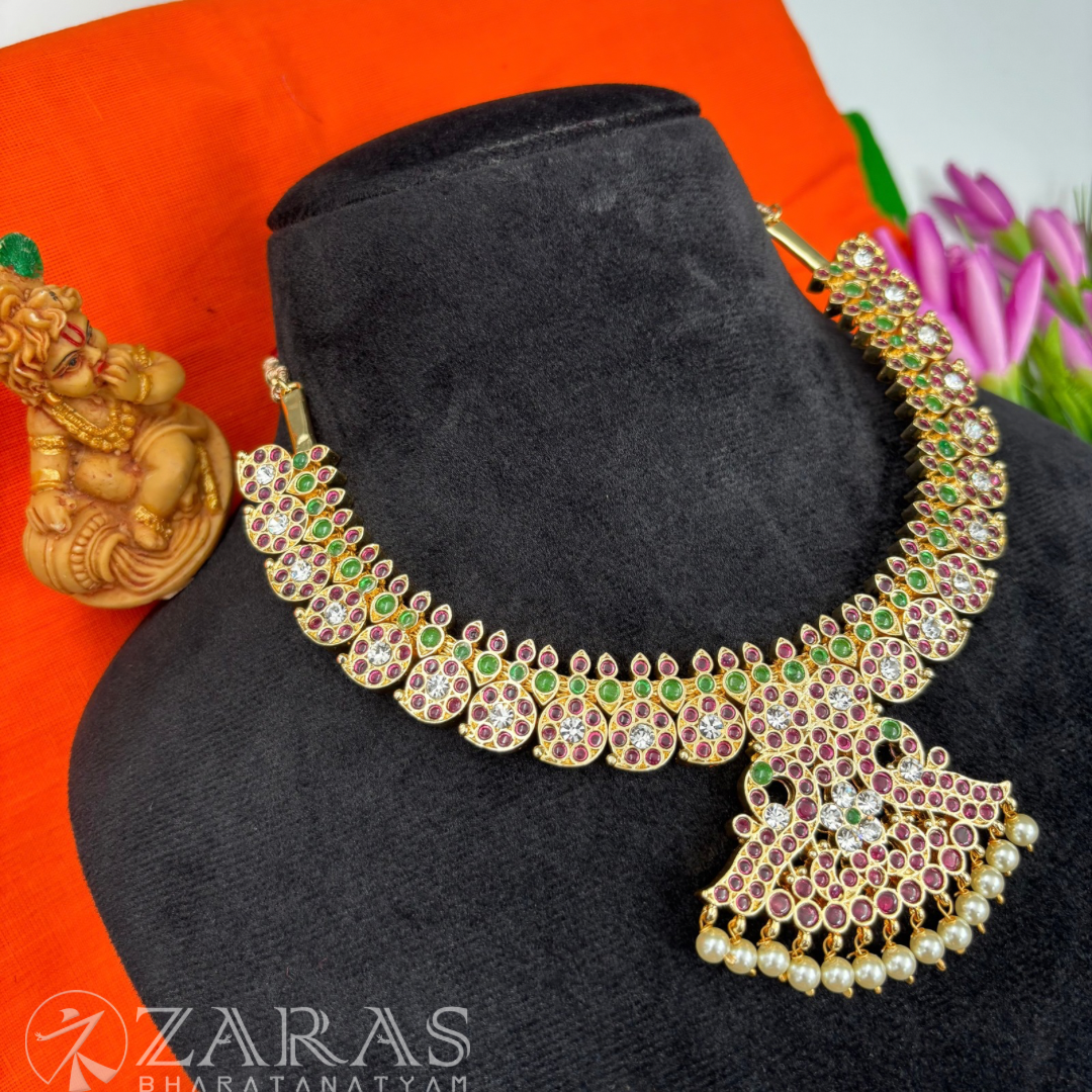 Bharatanatyam Dance Premium Jewellery - Manga Necklace PG Kemp Beads 2mm