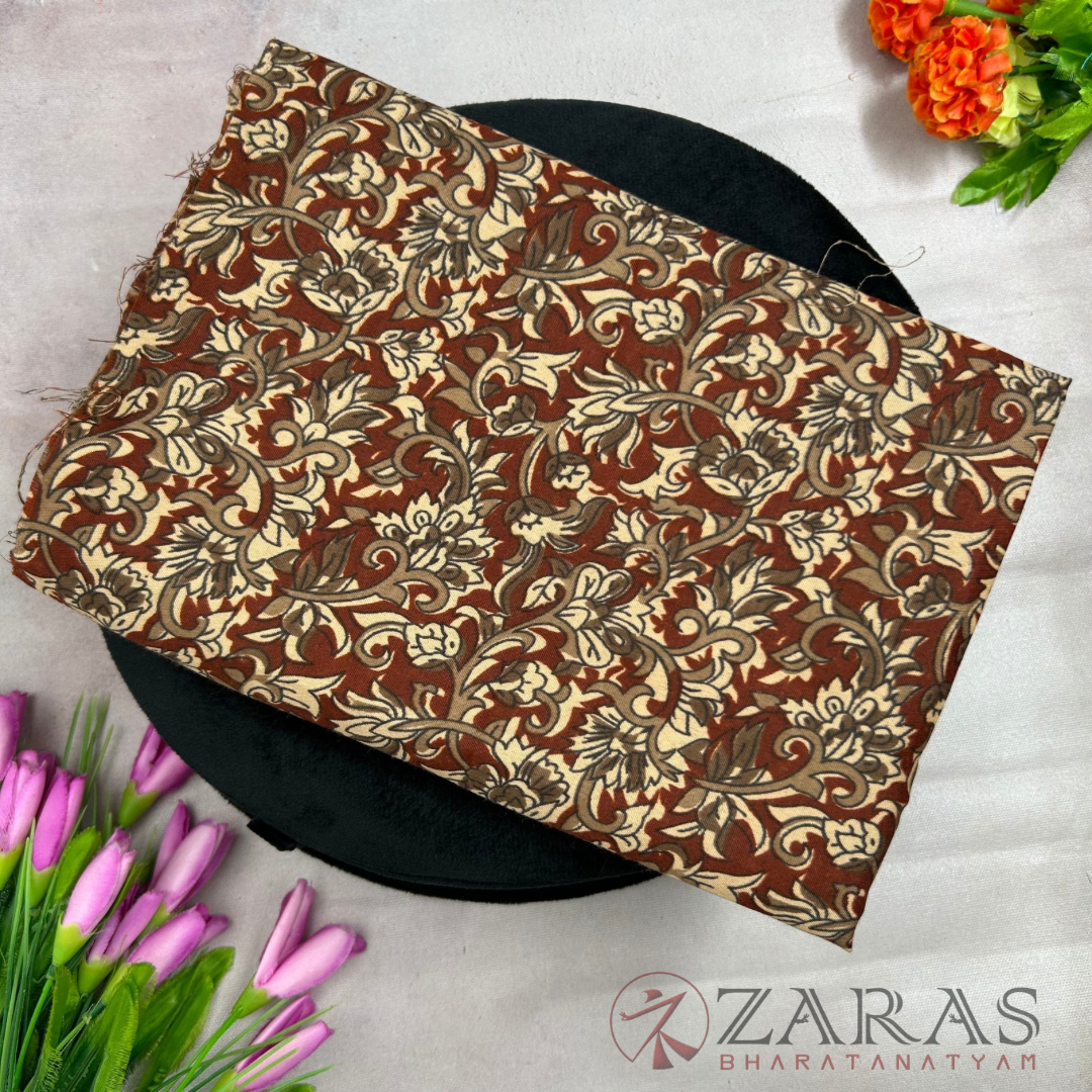 Bharatanatyam Dance Blouse Material (Cotton) - Bandini & Kalamkari Printed (0.95 Meter)