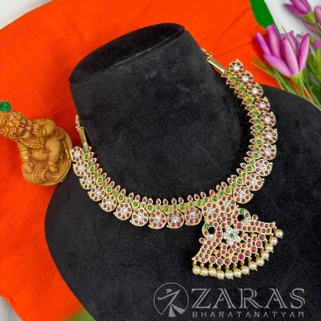 Bharatanatyam Dance Premium Jewellery - Manga Necklace PG Kemp Beads 2mm