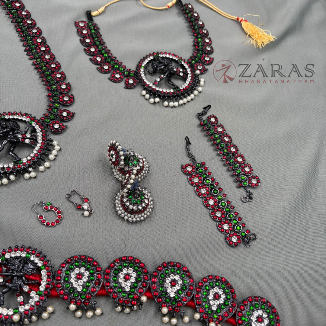 Bharatanatyam Dance Jewellery Black - Manga & Nadaraj Full Set Kemp RGSl