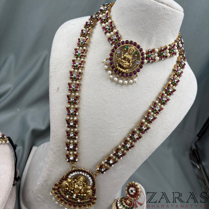 Bharatanatyam Dance Jewellery Alankara (Mehandi) Full set - Lakshmi & Lotus Design PG Kemp CS