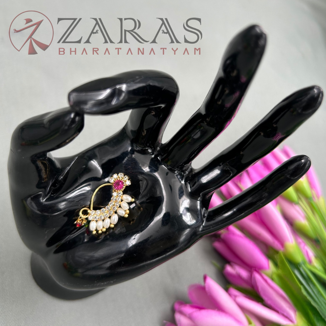 Bharatanatyam Dance Jewellery - Manga Nathu Multi Stone (Left Side)