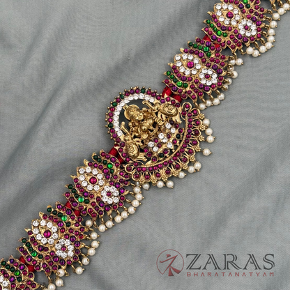 Bharatanatyam Dance Alankara Jewellery - Lakshmi & Lotus PG Kemp CS Hip Belt (Ottiyanam)