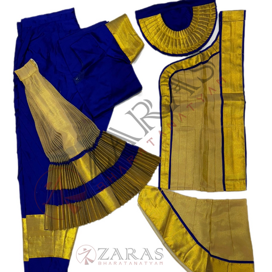 Bharatanatyam Dance Readymade Costume - Blue with Gold Tissue