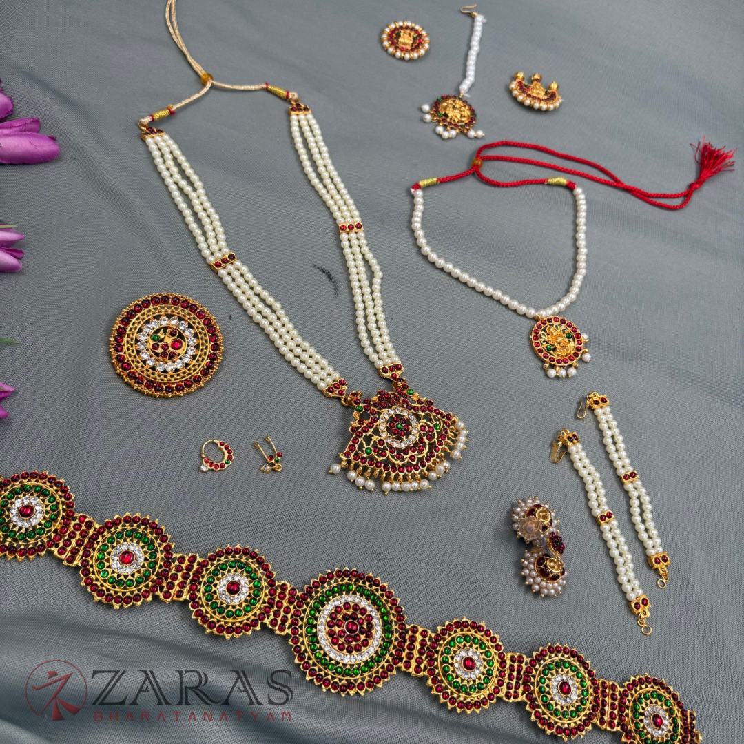 Bharatanatyam Dance Jewellery - Beads Full Set RG Kemp (Kids Set)