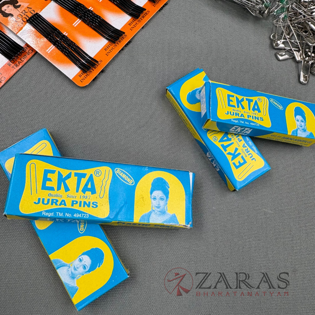 Bharatanatyam Dance Accessories - U Pins (Set of 4 Box)/ Slide Pin (Set of 2) / Safety Pin