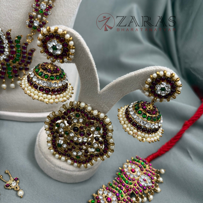Bharatanatyam Dance Jewellery Alankara Full set - Lotus Design PG Kemp CS
