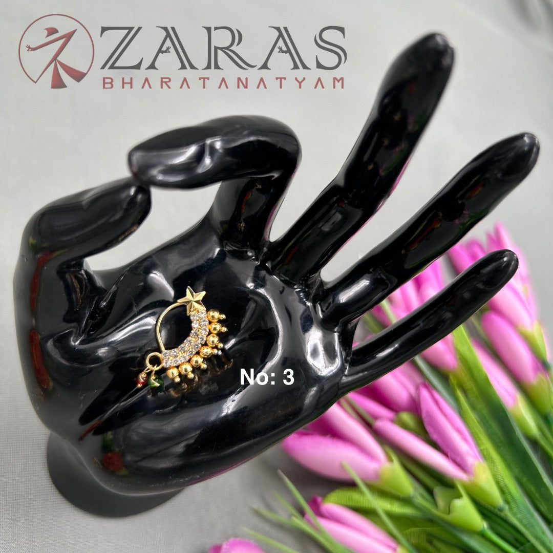 Bharatanatyam Dance Jewellery - Manga Nathu Multi Stone (Left Side)