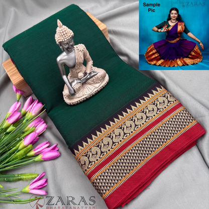 Ready-to-wear Dance Practice Sarees – Pre-Stitched (Set of 3 Pcs – Skirt, Pallu & Side Fan without Blouse) Peacock