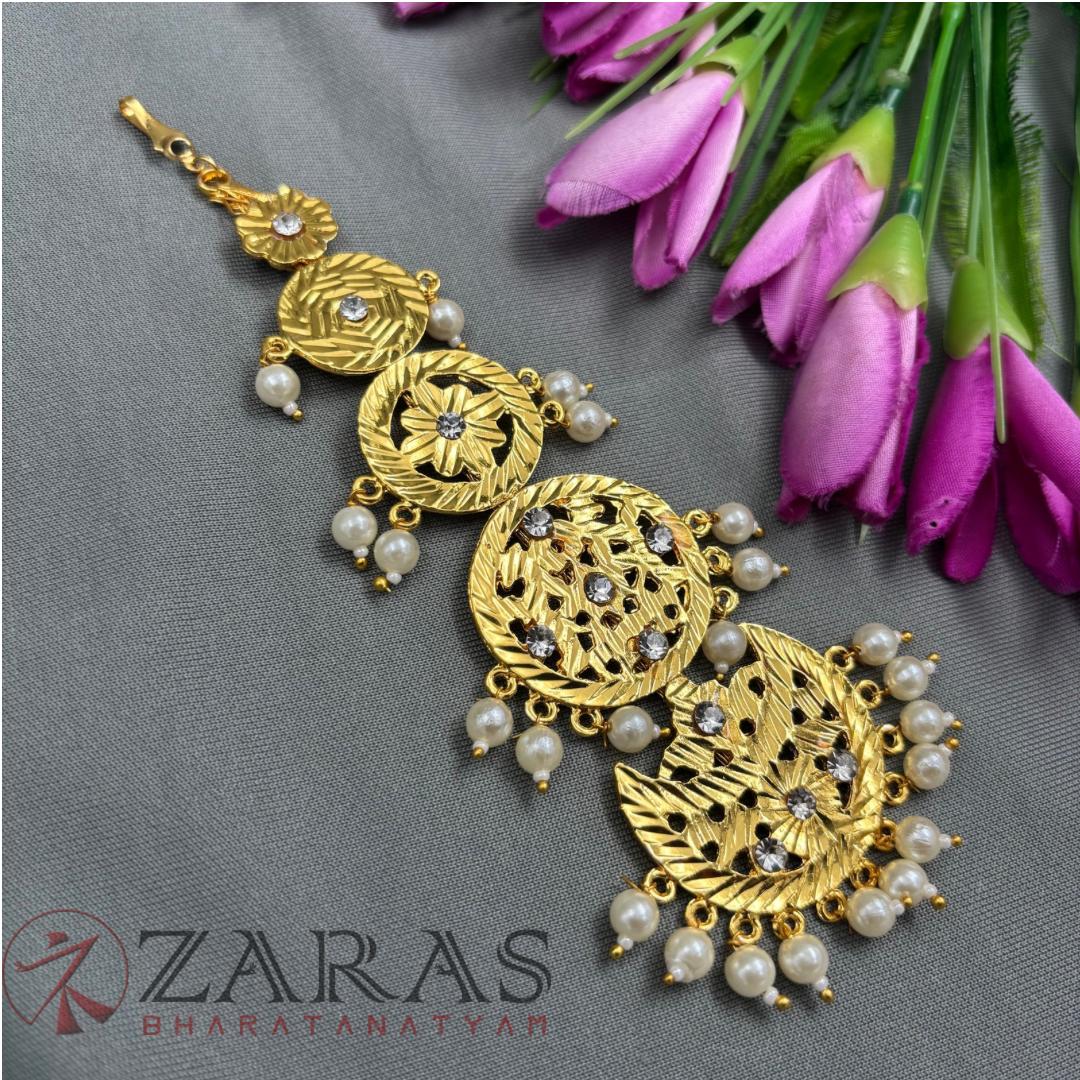 Bharatanatyam Dance Jewellery - Sun & Moon Gold Netti Chutti