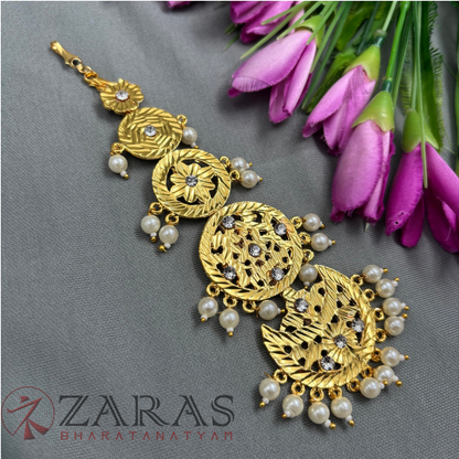 Bharatanatyam Dance Jewellery - Sun & Moon Gold Netti Chutti