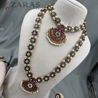 Bharatanatyam Dance Jewellery Alankara (Mehandi) Full set - Flower Design PG Kemp CS