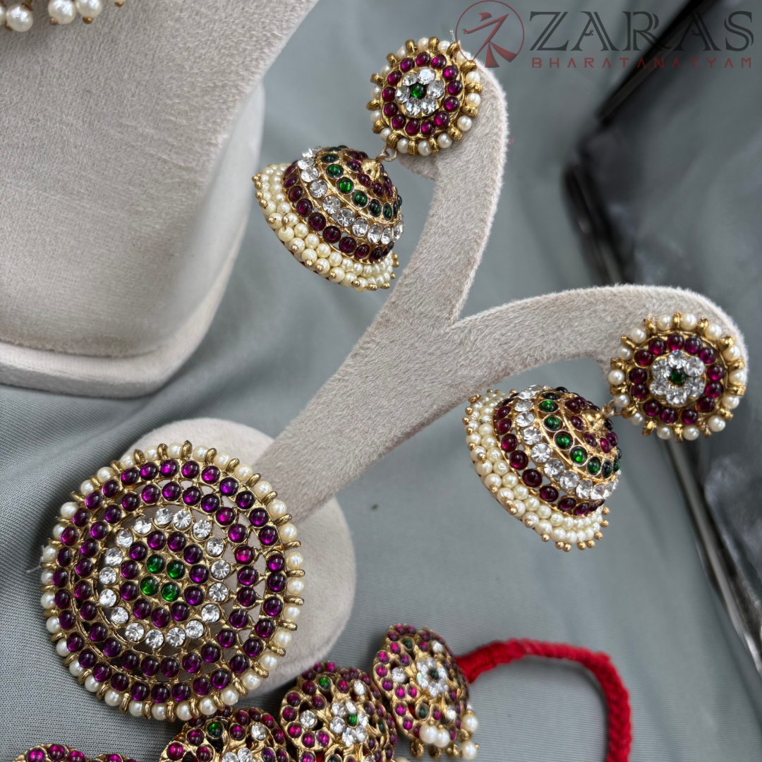Bharatanatyam Dance Jewellery Alankara (Mehandi) Full set - Flower Design PG Kemp CS