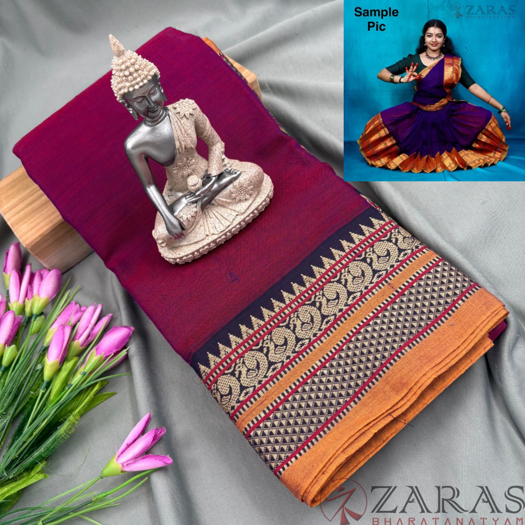 Ready-to-wear Dance Practice Sarees – Pre-Stitched (Set of 3 Pcs – Skirt, Pallu & Side Fan without Blouse) Peacock