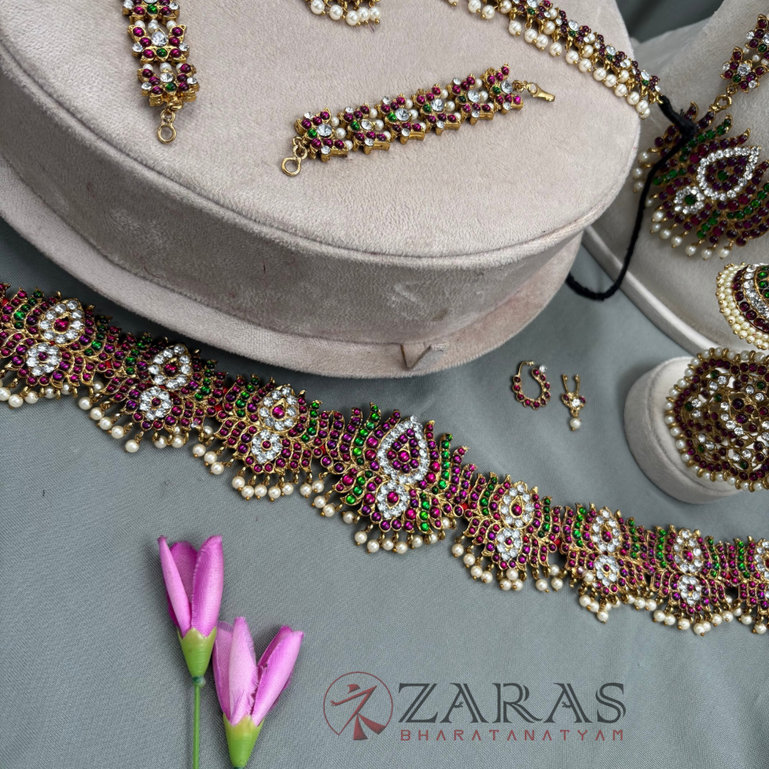 Bharatanatyam Dance Jewellery Alankara Full set - Lotus Design PG Kemp CS
