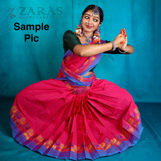 Readymade Dance Practice Sarees - Ready-to-Wear Dance Practice Sarees (Without Blouse & Pant) S Peacock Border