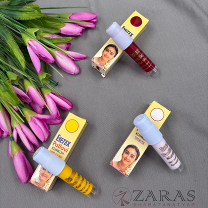 Bharatanatyam Dance Makeup Products - Eyetex Sandhu Liquid White / Yellow / Maroon (Set of 3 Pcs)