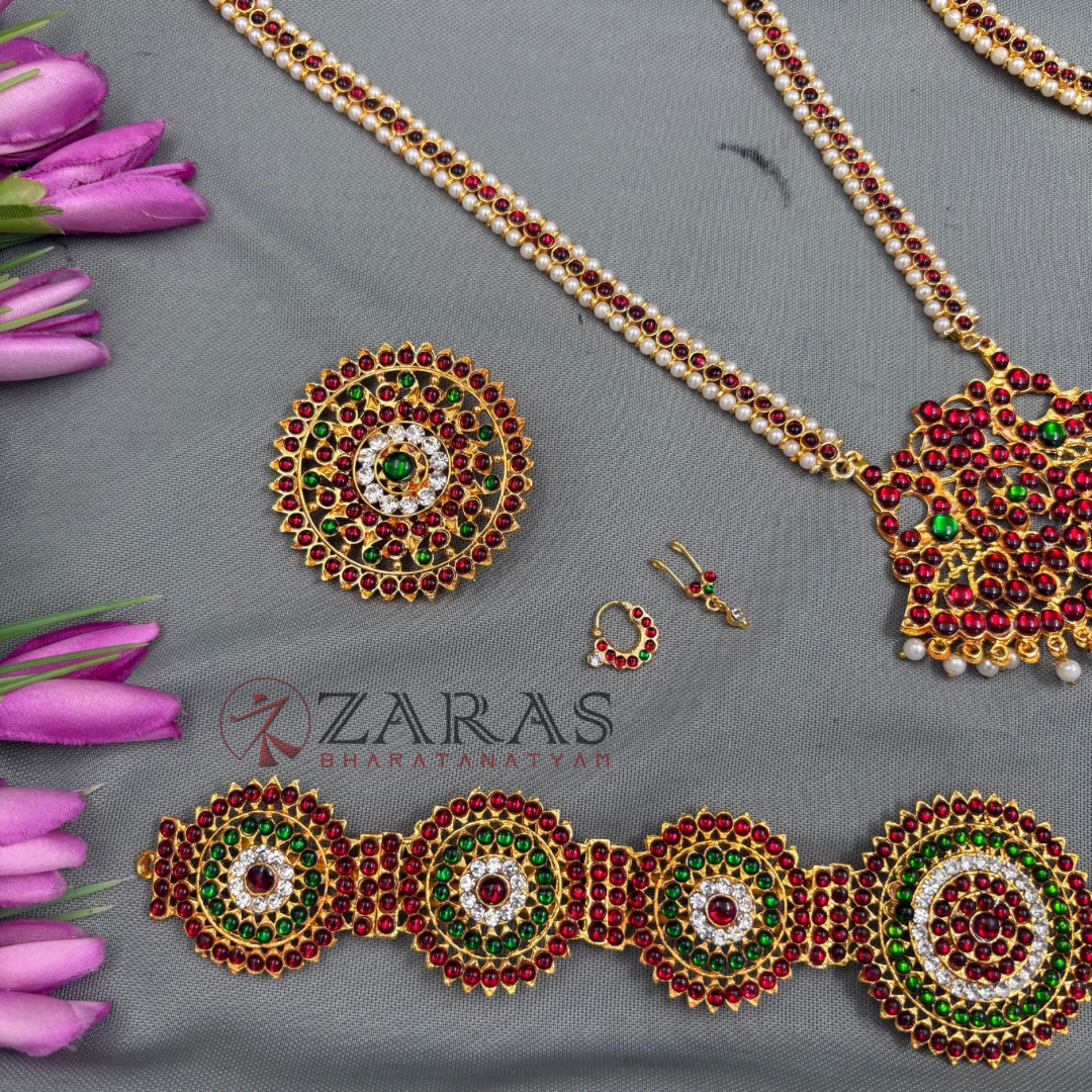 Bharatanatyam Dance Jewellery - Lettika Full Set RG Kemp