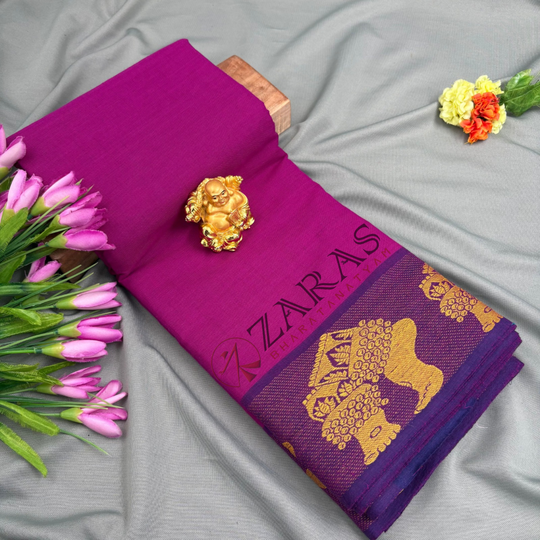 Bharatanatyam Dance Practice Saree - Purple with Mus Salangai Border
