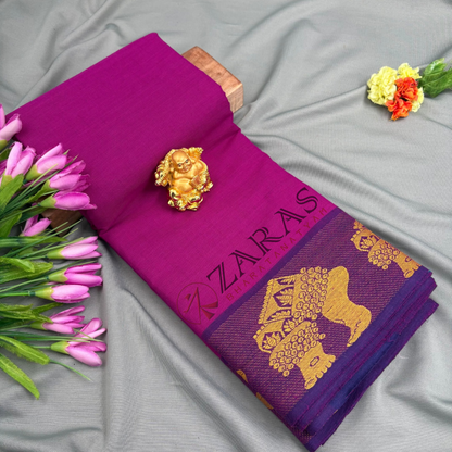 Bharatanatyam Dance Practice Saree - Purple with Mus Salangai Border