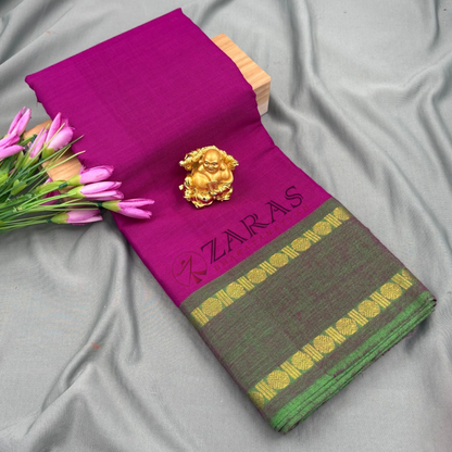 Bharatanatyam Dance Practice Saree - Purple with Green D Coin Border