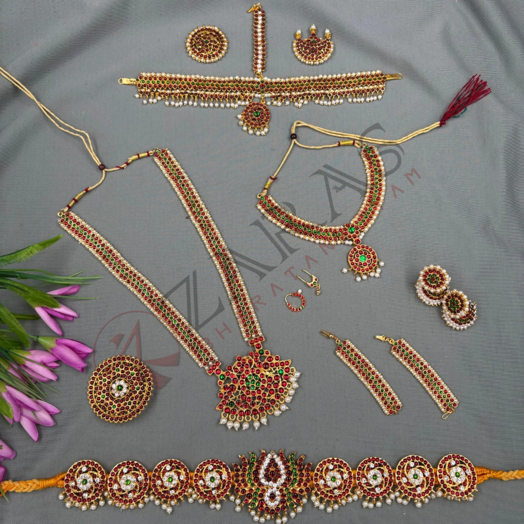 Bharatanatyam Dance Jewellery - Sow & Lotus Full Set RG Kemp CG