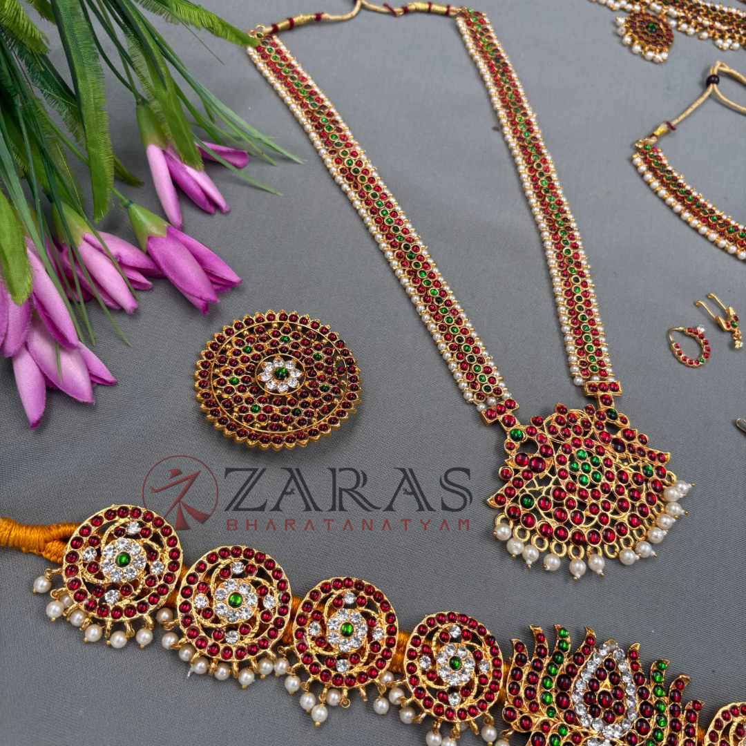 Bharatanatyam Dance Jewellery - Sow & Lotus Full Set RG Kemp CG