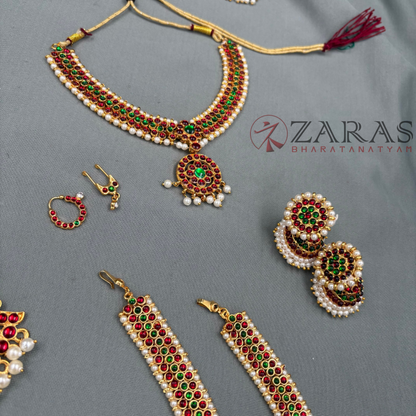 Bharatanatyam Dance Jewellery - Sow & Lotus Full Set RG Kemp CG