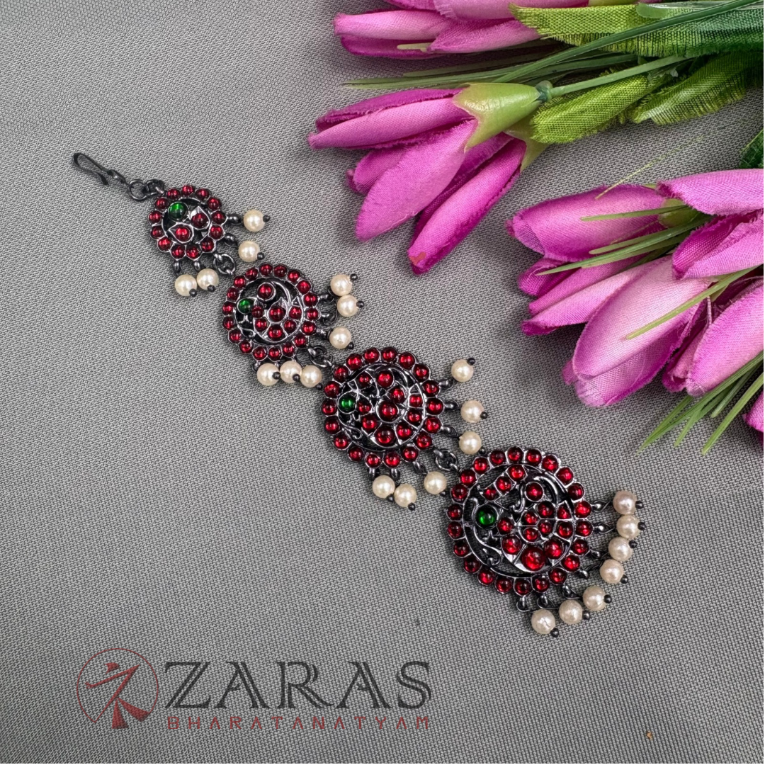 Bharatanatyam Dance Jewellery Black - Round Peacock Netti Chutti RG Kemp