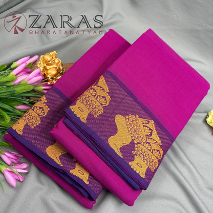 Bharatanatyam Dance Practice Saree - Purple with Mus Salangai Border