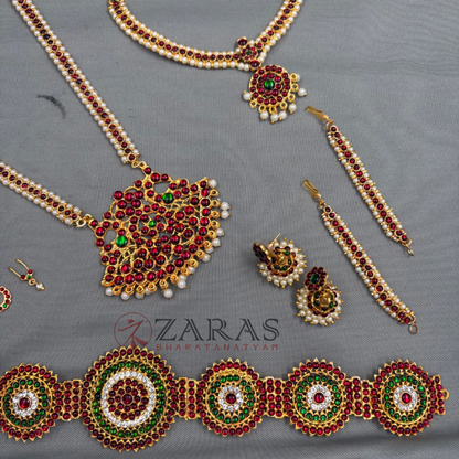 Bharatanatyam Dance Jewellery - Lettika Full Set RG Kemp