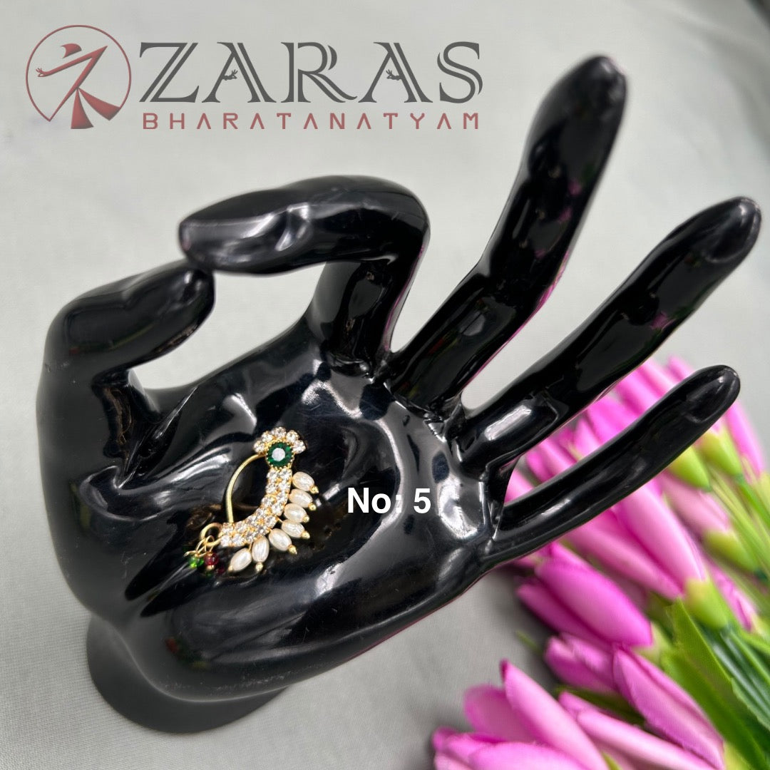 Bharatanatyam Dance Jewellery - Manga Nathu Multi Stone (Left Side)