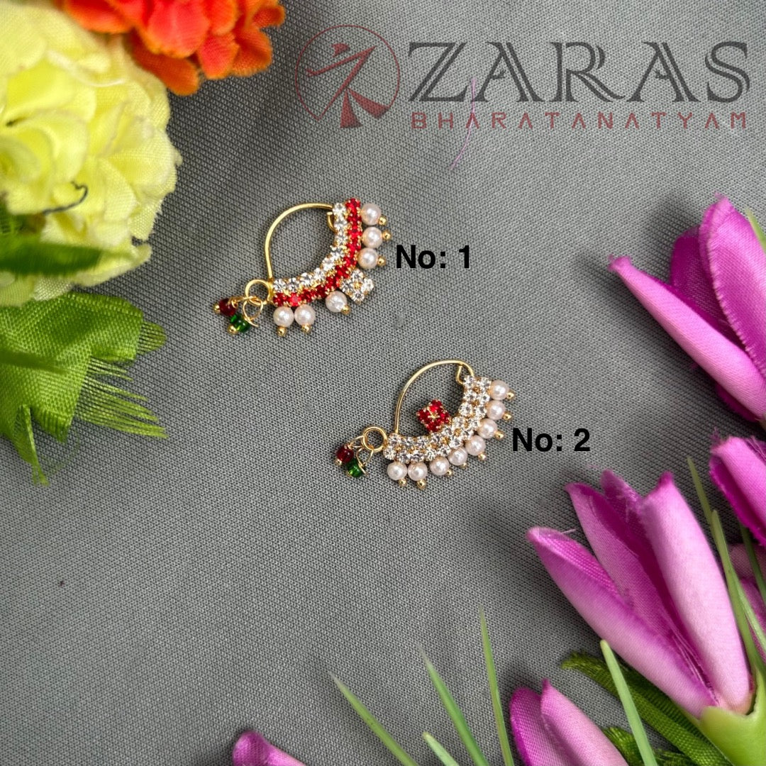 Bharatanatyam Dance Jewellery - Manga Nathu Multi Stone (Left Side)