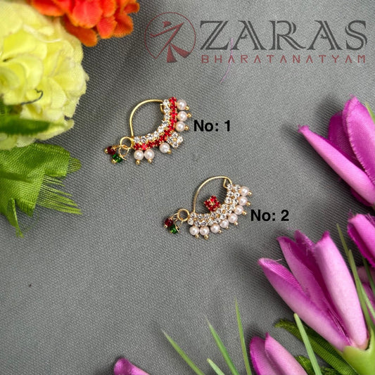 Bharatanatyam Dance Jewellery - Manga Nathu Multi Stone (Left Side)