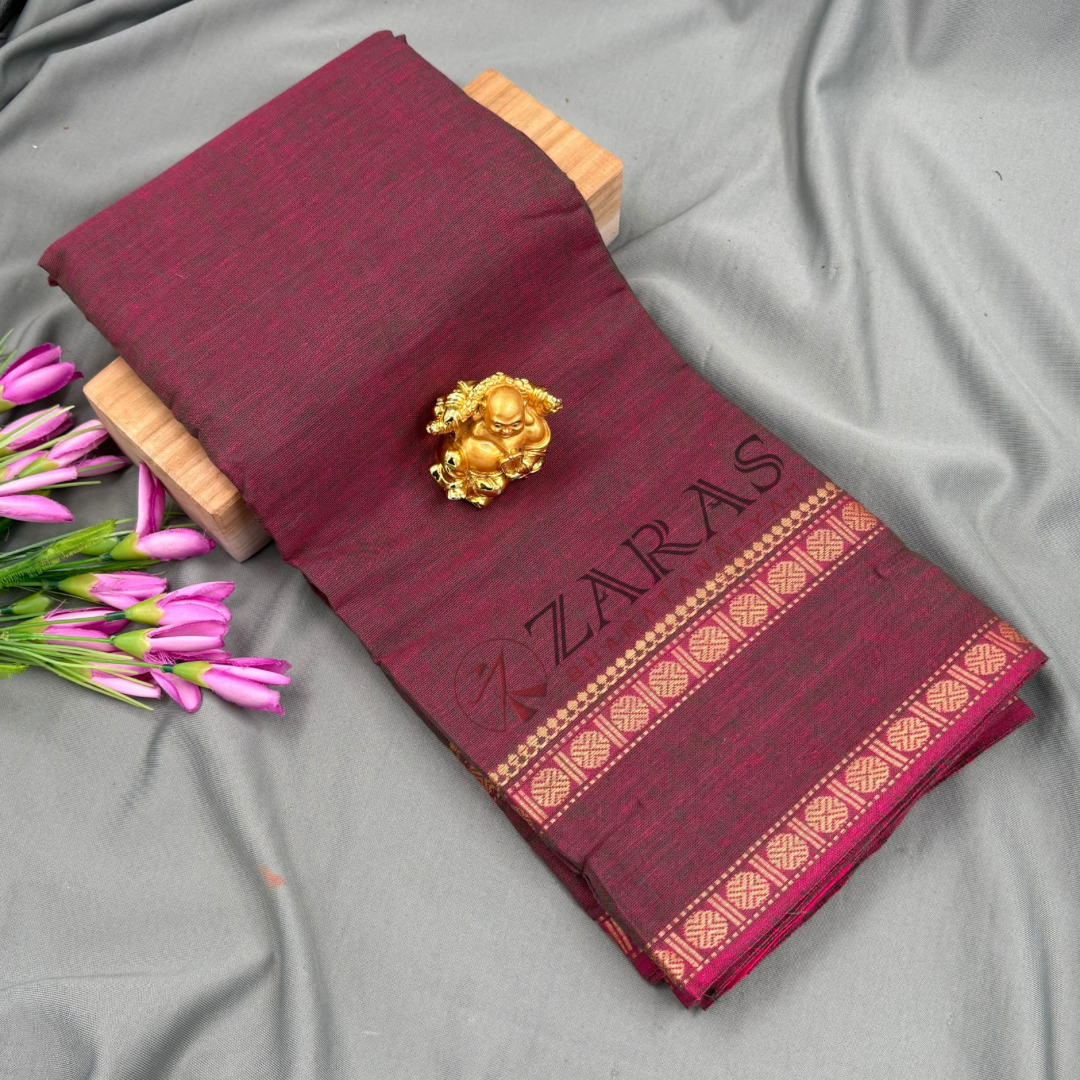 Bharatanatyam Dance Practice Saree - Magenta Mixed Green D Coin Border (6 meter)