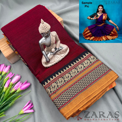 Ready-to-wear Dance Practice Sarees – Pre-Stitched (Set of 3 Pcs – Skirt, Pallu & Side Fan without Blouse) Peacock