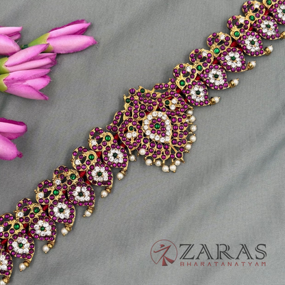 Bharatanatyam Dance Alankara Jewellery - Leaf & Manga PG Kemp CS Hip Belt (Ottiyanam)