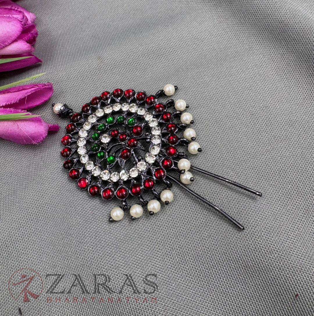 Bharatanatyam Dance Black Jewellery - Flower Small Head Arch RG Kemp CS