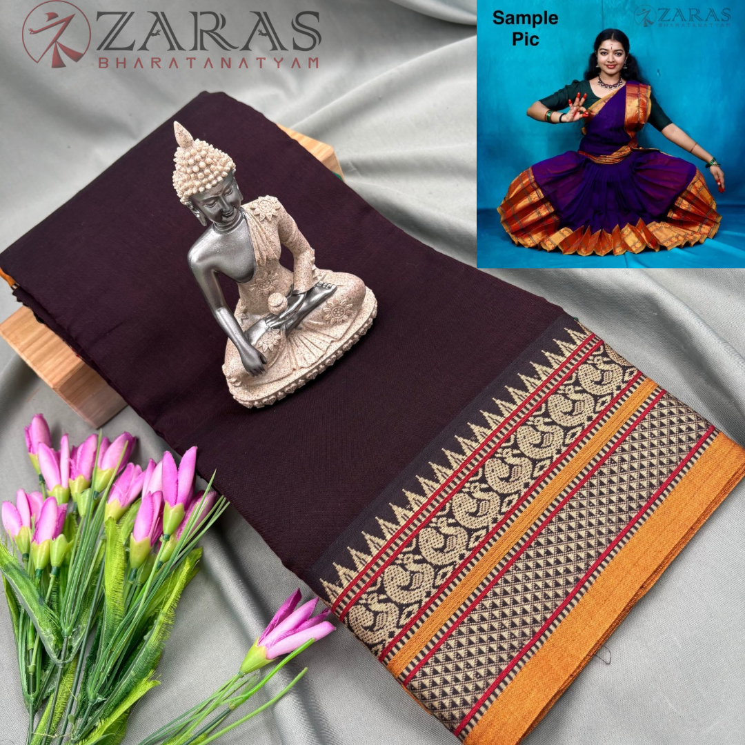 Ready-to-wear Dance Practice Sarees – Pre-Stitched (Set of 3 Pcs – Skirt, Pallu & Side Fan without Blouse) Peacock