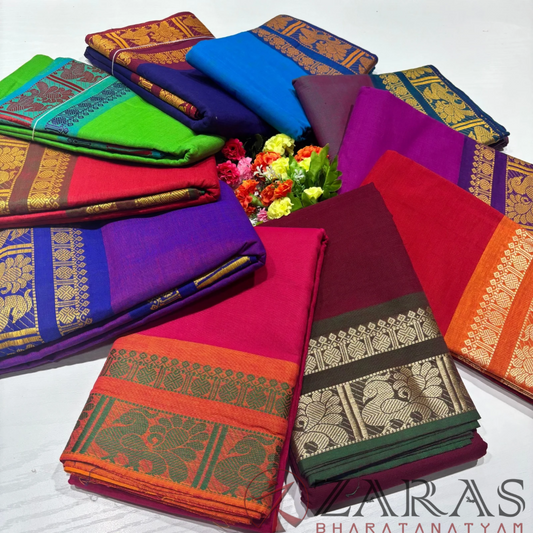 Ready-to-wear Dance Practice Sarees – Pre-Stitched (Set of 3 Pcs – Skirt, Pallu & Side Fan without Blouse) Big Peacock