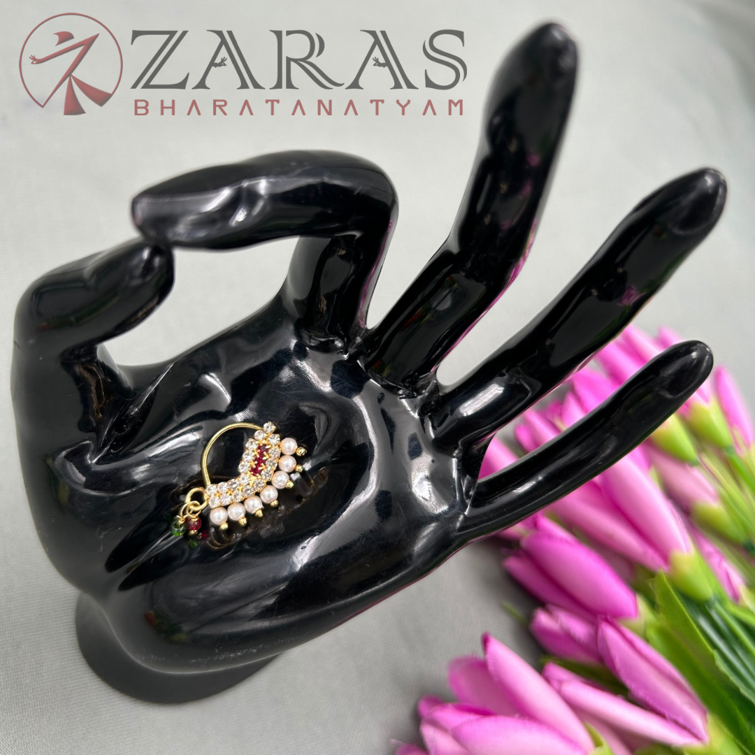 Bharatanatyam Dance Jewellery - Manga Nathu Multi Stone (Left Side)